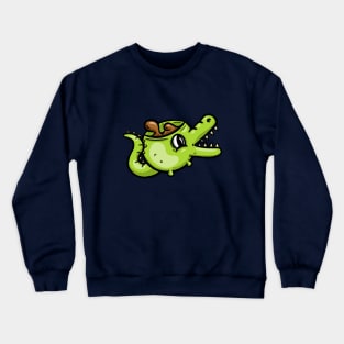 Crocodile alligator Coffee Cup Cartoon Illustration Crewneck Sweatshirt
